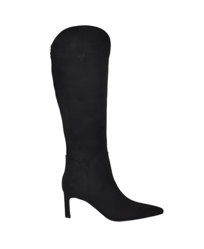 Guess Womens Palisa Tall Kitten Heel Dress Boots Regular Wide Calf In Black