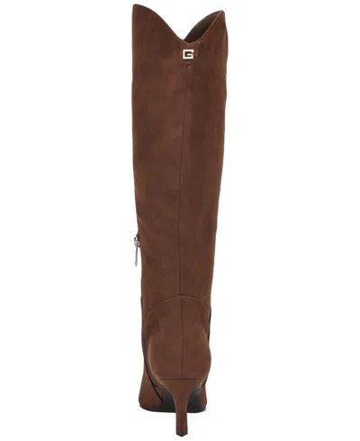 Guess Women's Palisa Wide Calf Tall Kitten Heel Dress Boots In Brown