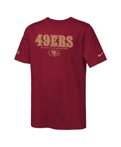 Nike Big Boys And Girls Scarlet San Francisco 49ers Sideline Team Issue T-shirt In Red