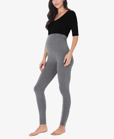 Cuddl Duds Stretch Maternity Leggings In Gray