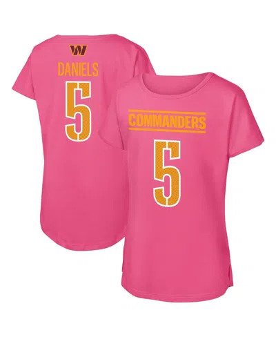 Outerstuff Big Girls Jayden Daniels Pink Washington Commanders Player Name Number T-shirt In Pink