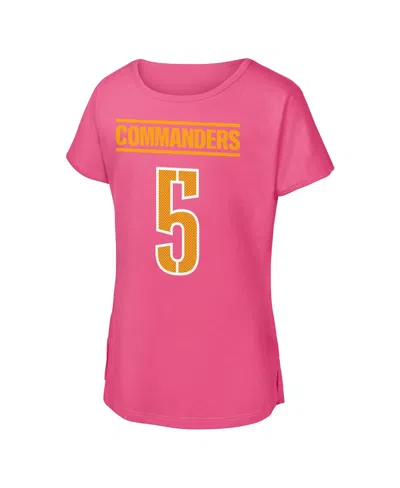 Outerstuff Big Girls Jayden Daniels Pink Washington Commanders Player Name Number T-shirt In Pink