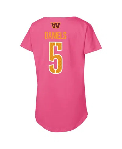 Outerstuff Big Girls Jayden Daniels Pink Washington Commanders Player Name Number T-shirt In Pink