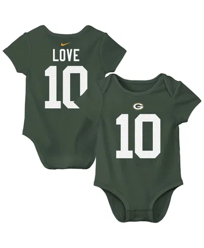 Nike Baby Boys And Girls Jordan Love Green Bay Packers Player Name Number Bodysuit In Green