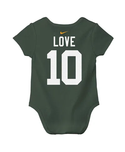 Nike Baby Boys And Girls Jordan Love Green Bay Packers Player Name Number Bodysuit In Green