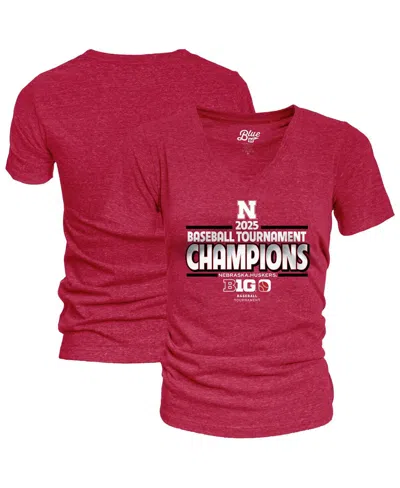 Blue 84 Women's Scarlet Nebraska Huskers 2025 Big Ten Baseball Conference Tournament Champions Locker Room V In Red
