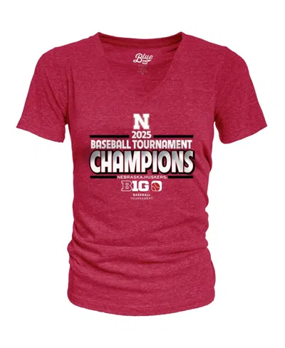 Blue 84 Women's Scarlet Nebraska Huskers 2025 Big Ten Baseball Conference Tournament Champions Locker Room V In Red
