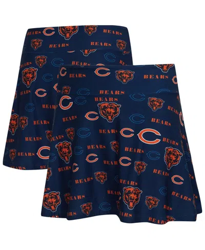 Concepts Sport Women's Navy Chicago Bears Mosaic Allover Print Skort In Blue