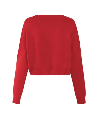 Hype And Vice Women's Red Georgia Bulldogs Oversized Cropped Ivy Knit Pullover Sweater In Red