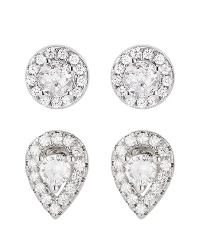 Adornia Set Of 2 Assorted Cubic Zirconia Stud Earrings In Silver