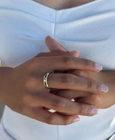 Adornia 14k Gold Plated Cz Chubby Band Ring In Gold