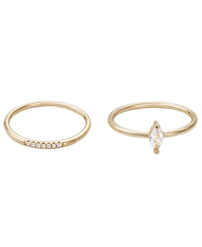 Adornia 14k Gold Plated Cz Marquis Ring Set In Gold