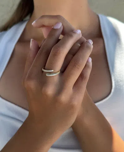 Adornia 14k Plated Cz Overlapping Pave Bands Ring In Gold