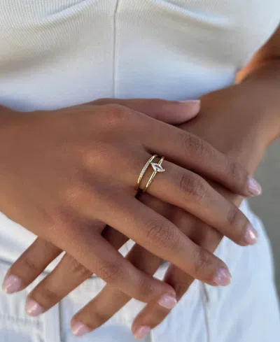 Adornia 14k Gold Plated Cz Marquis Ring Set In Gold