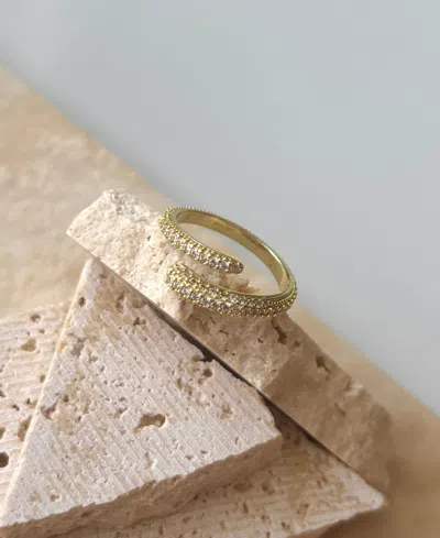 Adornia 14k Plated Cz Overlapping Pave Bands Ring In Gold