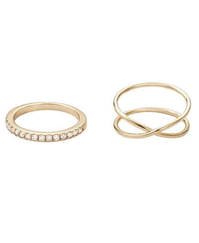 Adornia Gold Cubic Zirconia X And Eternity Ring Set In Gold