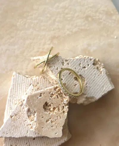 Adornia Gold Cubic Zirconia X And Eternity Ring Set In Gold