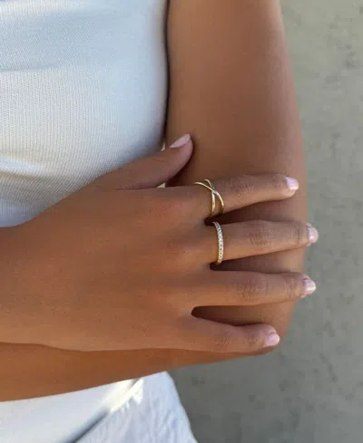 Adornia Gold Cubic Zirconia X And Eternity Ring Set In Gold