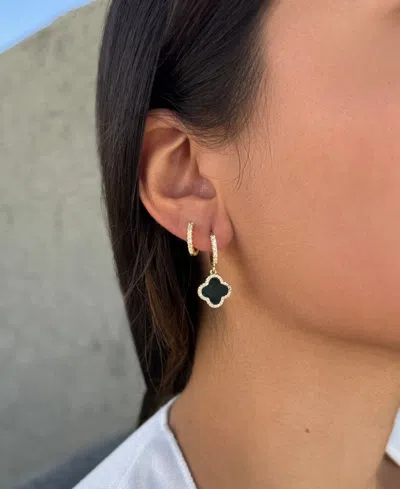 Adornia Gold Cubic Zirconia Halo Black Clover Huggie Set In Multi