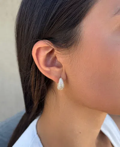 Adornia Gold Plated Crystal And Plain Chunky Hoop Earring Set In Gold