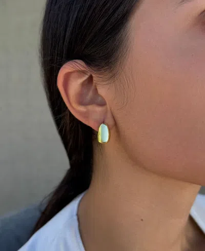 Adornia Gold Plated Crystal And Plain Chunky Hoop Earring Set In Gold