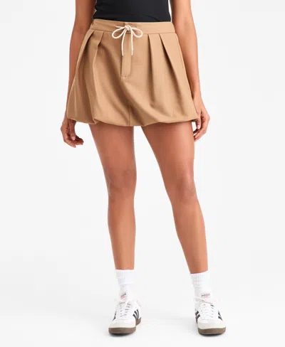 Bar Iii Women's Tie-waist Bubble-hem Mini Skirt, Macy's Exclusive In Brown