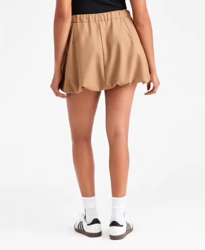 Bar Iii Women's Tie-waist Bubble-hem Mini Skirt, Macy's Exclusive In Brown