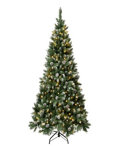 National Tree Company 6 Ft. Pre-lit Oakley Hills Snow Hinged Tree In Green