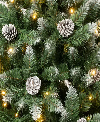 National Tree Company 6 Ft. Pre-lit Oakley Hills Snow Hinged Tree In Green