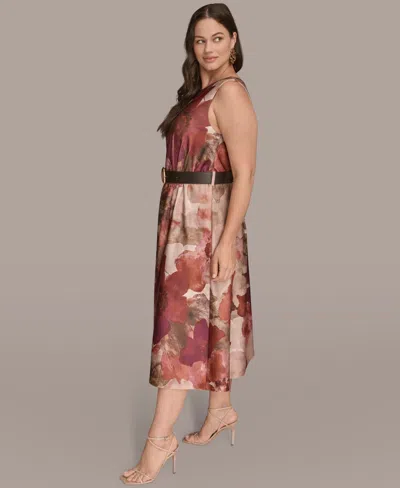 Donna Karan Plus Size Printed Midi Dress In Multi