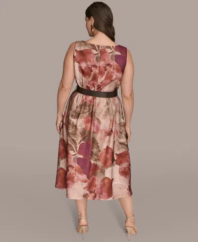 Donna Karan Plus Size Printed Midi Dress In Multi