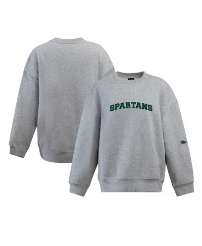 Hype And Vice Women's Heather Gray Michigan State Spartans Offside Pullover Sweatshirt In Gray