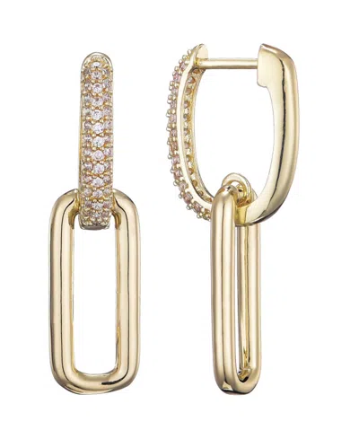 Adornia 14k Plated Crystal Single Link Drop Earrings In Gold