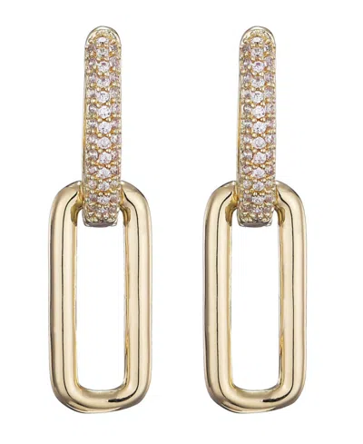 Adornia 14k Plated Crystal Single Link Drop Earrings In Gold