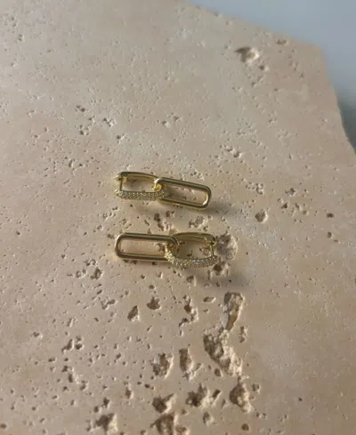 Adornia 14k Plated Crystal Single Link Drop Earrings In Gold