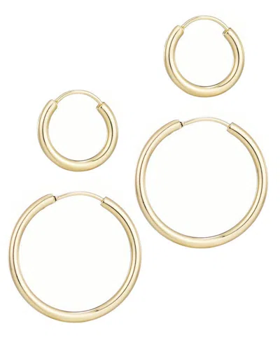 Adornia 14k Plated Set Of 2 Endless Hoop Earrings In Gold