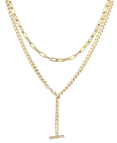 Adornia Gold Toggle And Paperclip Set Of Two Necklaces In Gold