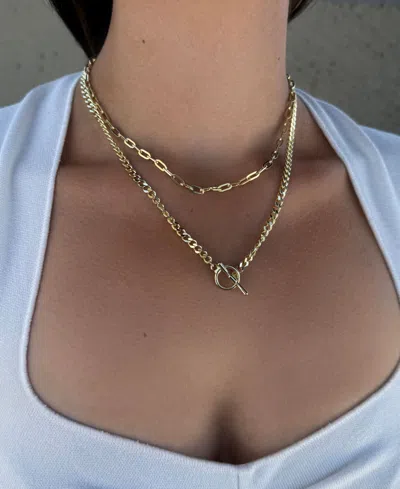 Adornia Gold Toggle And Paperclip Set Of Two Necklaces In Gold