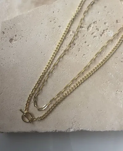Adornia Gold Toggle And Paperclip Set Of Two Necklaces In Gold
