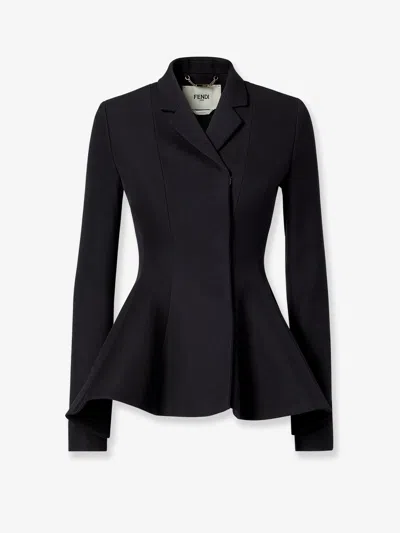 Fendi Fitted Peplum Jacket Tailored Design In Black