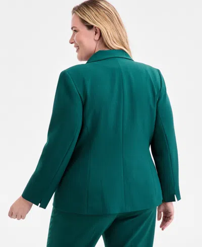 Kasper Plus Size Stretch Crepe One-button Jacket In Green