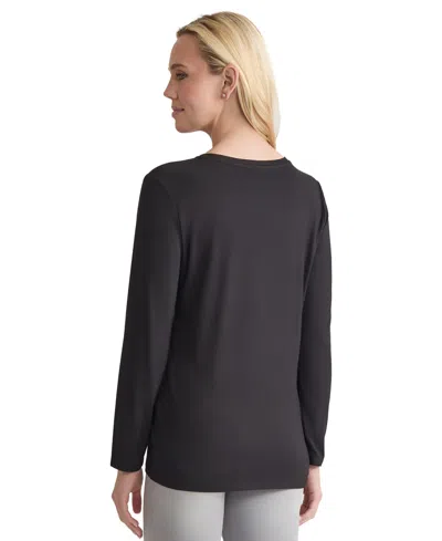 Jones New York Crewneck Long Sleeve T-shirt In Black