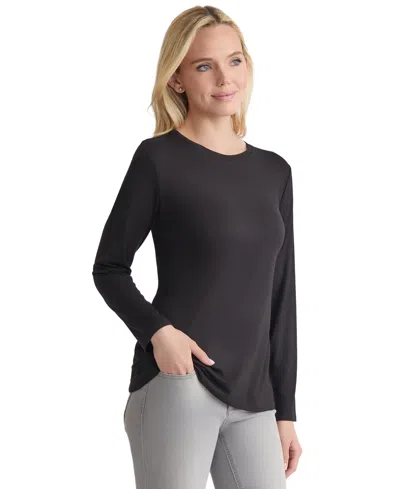 Jones New York Crewneck Long Sleeve T-shirt In Black