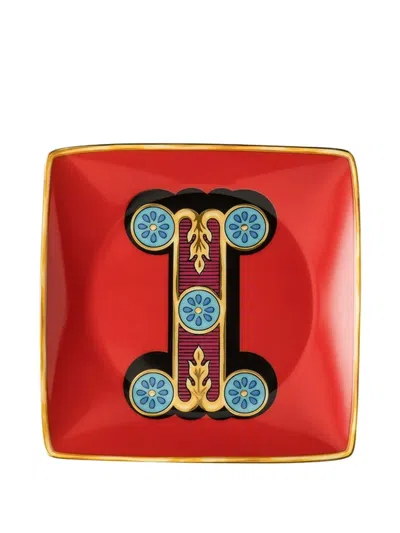 Versace Holiday Alphabet Canape Dish In Red