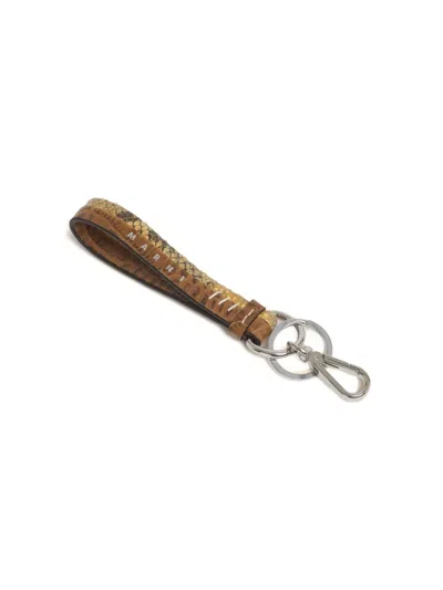 Marni Leather Keyring In Brown