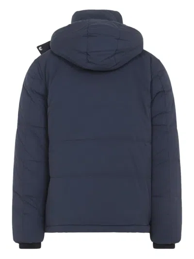 Paul Smith Padded Brown Polyamide Jacket With Detachable Hood And Ribbed Cuffs In Blue