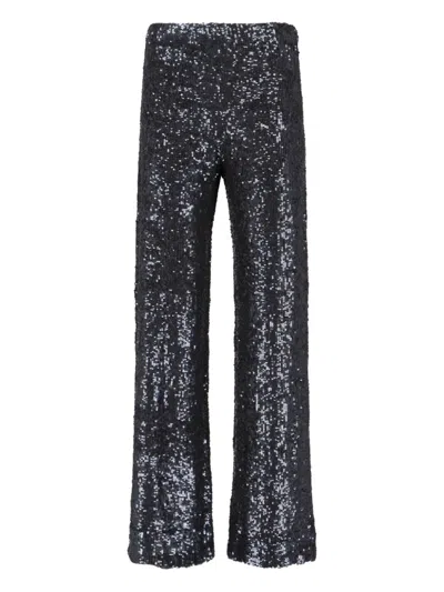 P.a.r.o.s.h Straight-leg Trousers With Sequined Surface In Black