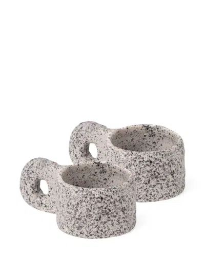 Seletti Newlithic Porcelain Coffee Cups Set Of Two In Gray