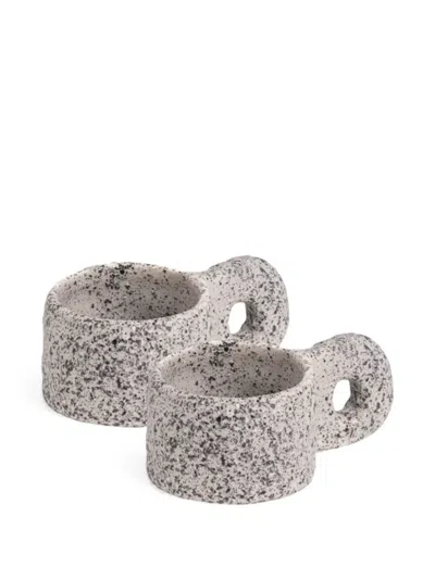 Seletti Newlithic Porcelain Coffee Cups Set Of Two In Gray
