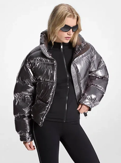 Michael Kors Metallic Nylon Ciré Puffer Jacket In Metallic